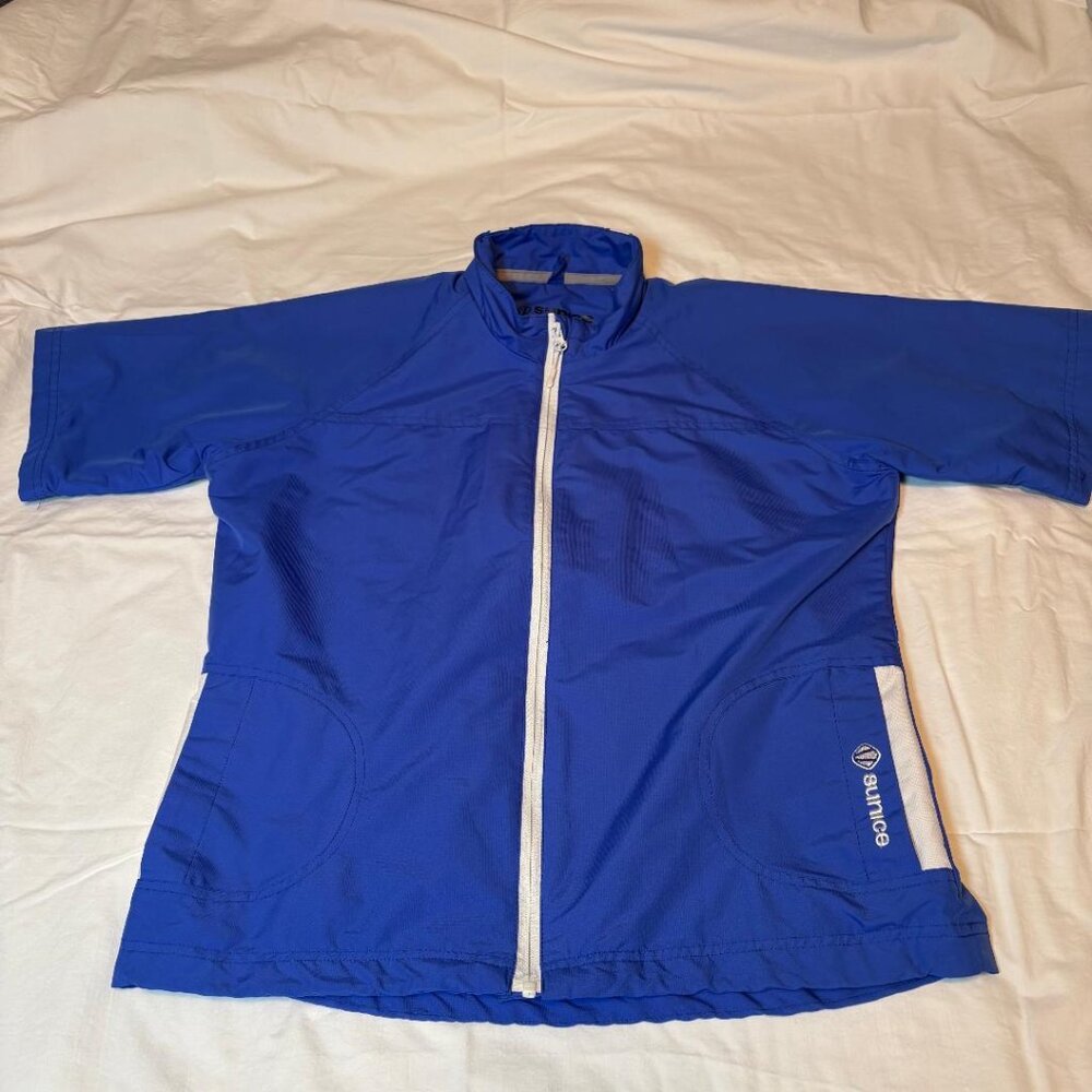 SUNICE SPORT PERFORMANCE X20CT ZIPUP GOLF JACKET MENS LARGE BLUE SHORT SLEEVE